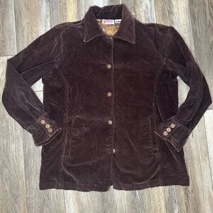 Billblass Jeans Ladies Brown Paisley Corduroy Jacket Size Small Bronze Buttons